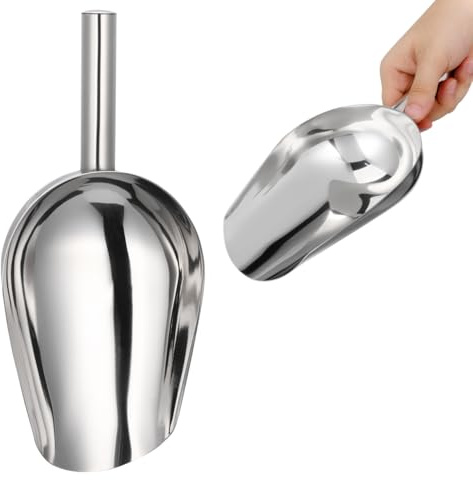 Housoutil Pala de Acero Inoxidable para Hielo 30x13 Cm, Cuchara Multifuncional para Granos y Harina, Utensilio Resistente para Cubitos de Hielo en Fiestas, Cocina y Buffet