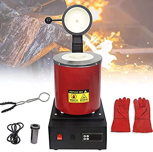 WOTZOV Horno De Fusión Digital, Fundidor Eléctrico De 1050 °C para Refinar Metales - Incluye Pinzas, Crisol Y Rejilla Protectora - Ideal para Fundir Oro, Plata, Estaño Y Aluminio.，1 kg