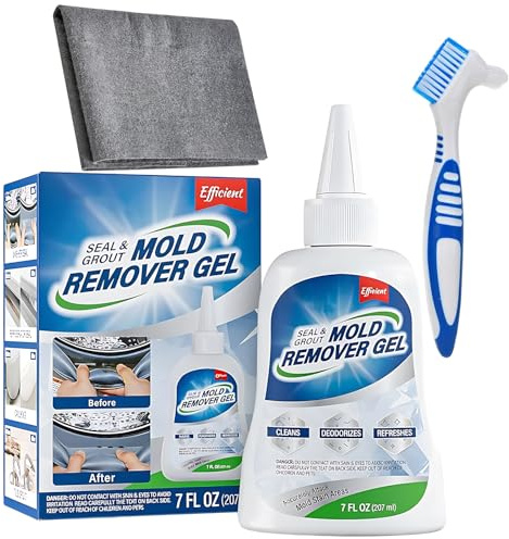 3pcs Mould Remover, Washing Machine Mould Remover, Black Mold Remover Kit with Grey Cleaning Cloth and Blue Brush, for Various Household Surfaces, Toilets, Washing Machines, Kitchen Sinks