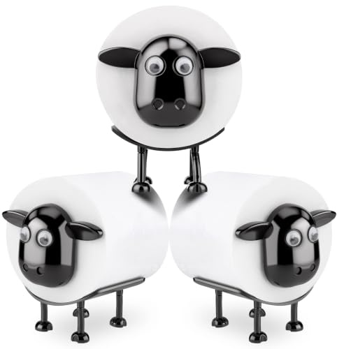 Toilet Paper Holder Stand, 3 Sheep Toilet Roll Holder, Toilet Storage Rack | Tissue Holder, Toilet Roll Storage for Bathroom, Shower, Kitchen, Bedroom & RV, Quick Install, Space-Saving(3 Pcs)
