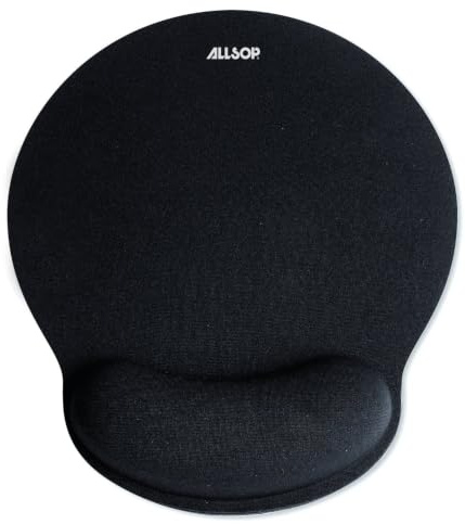 ALLSOP Memory Foam Mouse Pad With Built In Wrist Rest Ergonomic Stress Relief (Black) 05940