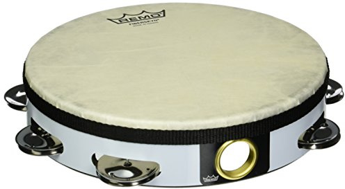 Remo Tambourine, Pretuned, 8 Diameter, 8 Pairs Jingles x 1 Row, QUADURA® White