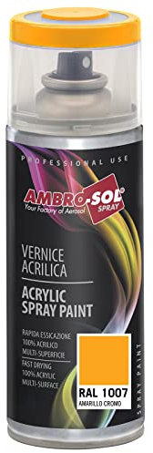 AMBRO-SOL - Pintura acrílica en spray, color Amarillo Cromo, RAL 1007, resultado profesional en múltiples superficies, exteriores e interiores, 400 ml