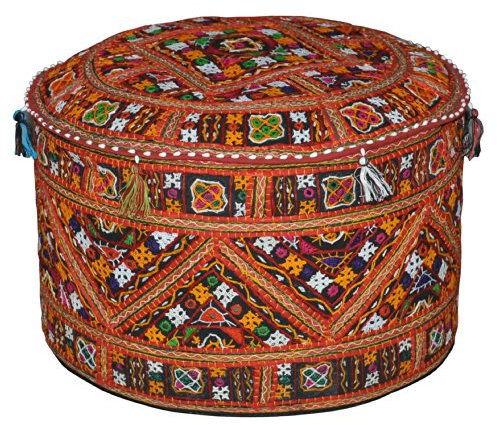 Rajasthali Indischen Vintage-osmanischen verschönert mit Stickerei & Patchwork Fuß Hocker Bodenkissen, 58 x 33 cm