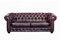 Chesterfield Ledersofa 3-Sitzer Brenton - Vintage Leder - Rot-Schwarz