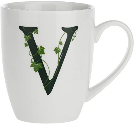 La Porcellana Bianca - Tazza Lettera V, Bianco - Arredo Casa, Cucina - Linea Atupertu - Idea Regalo - Stoneware - 380 CC