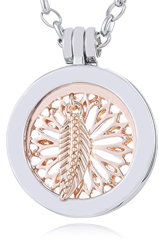 Morella Damen SMALL Coin Träger 23 mm SMALL Coin Anhänger 23 mm und Halskette Edelstahl 70 cm mit Schmuckbeutel