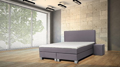 WELCON ORIGINAL Rockstar LE Taschenfederkern 1126 Luxus Boxspringbett 140x200 Härtegrad H3 in hellgrau TTF in Matratze und Boxen, inkl. Topper Polsterbett Doppelbett Bett