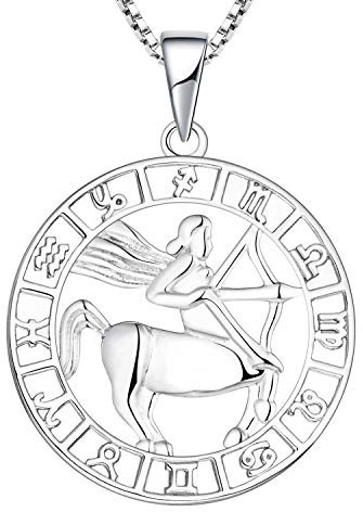 YL Silber Schütze Halskette-925 Sterling Silber Horoskop Sternzeichen 12 Konstellation Anhänger Halskette für Damen