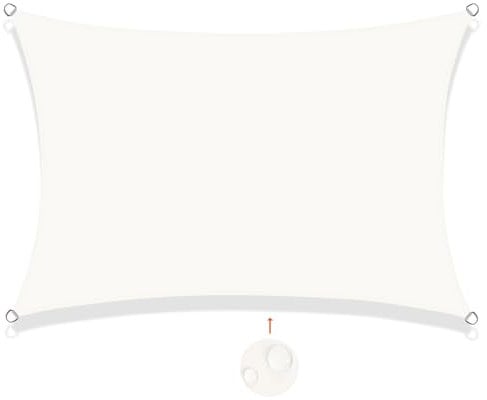 SUNNY GUARD Vela ombreggiante Impermeabile 2x3m Tenda a Vela Rettangolare,Tenda da Sole per Esterno Protezione Raggi UV per Giardino Esterno terrazza, Crema