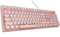 Gaming Keyboard,Retro Punk Typewriter-Style, Blue Switches, White Backlight, USB Wired, for PC Laptop Desktop Computer, for Game and Office, Stylish Pink Mechanical Keyboard (Round Keycaps)