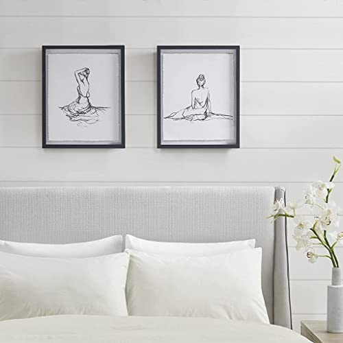 Madison Park Wall Art Feminine Figures Sketch Art 2 Piece Set Framed Wall Décor, Entryway Home Decor, Ready to Hang Bedroom Modern Minimalist Décor Accent, 17H x 21W x 1.05D (2), Black/White