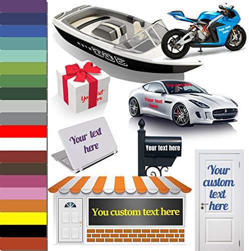 Anley Custom Window Vinyl Lettering - Personalized Number Text Letter Decals Sticker for Business, Mall, Shop, Store Windows, Door, Wall, Mailbox - DIY Assorted Colors, Fonts and Size Up to 100 Long