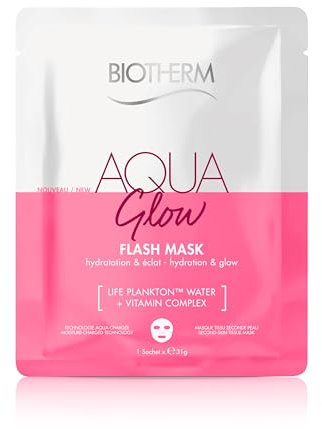 Biotherm Aqua Super MaskTuchmaske, feuchtigkeitsspendende Gesichtsmaske mit Life Plankton und Vitamin C, pflegende Tuchmaske für ein frisches und hydratisiertes Hautgefühl, 1x 31 g