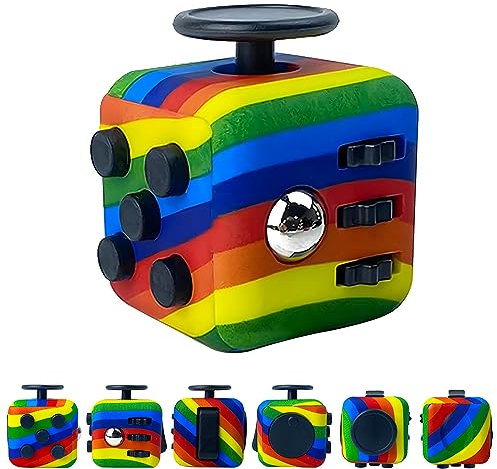 ZCOINS Fidget Toys Cube 6 Sides for Adult Anxiety Stress Relief, Sensory Finger Toy for Office Classroom, Gift for Adults and Kids Aged 14+