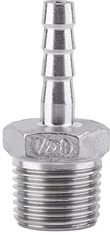 Connettore per Tubo Flessibile Connettore Portagomma in Acciaio Inossidabile Raccordo Filettato Maschio in Acciaio Inox SS304 per Tubo Raccordo Portagomma BSP 1/8 ~ 3/4(1/2 * 8mm)