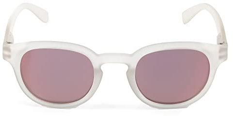 Contacta, Hipsun, Occhiali da Sole per Uomo e Donna, Occhiali con Lenti Polarizzate, Montatura Effetto Soft Touch, Colore Cristallo, Lente Rosa Flash, Confezione con Sacchetto Portaocchiali, 22g