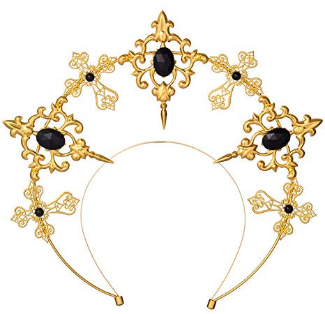 BLESSUME Halo Stirnband Frauen Cosplay Halloween Zubehör (Gold und Schwarz 1)