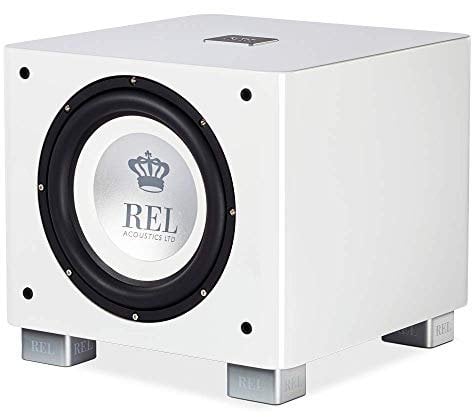 REL T/9x - Subwoofer alimentato da 25,4 cm, design sigillato con amplificatore di classe AB, ingressi RCA e bassi profondi per sistemi stereo HiFi, Home Theater e suono surround, finitura bianca