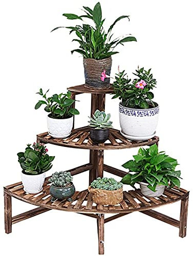 CHLDDHC Escaliers À Fleurs Étagère À Plantes Escaliers À Fleurs Support À Fleurs d'angle À 3 Rangées/Étagère en Bois De Pin/Étagères À Fleurs