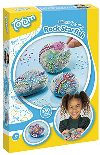 Totum 029798 Creativity Diamond Painting Rock Starfish – Verziere Steine mit funkelnden Glitzersteinchen und Seestern-Stickern