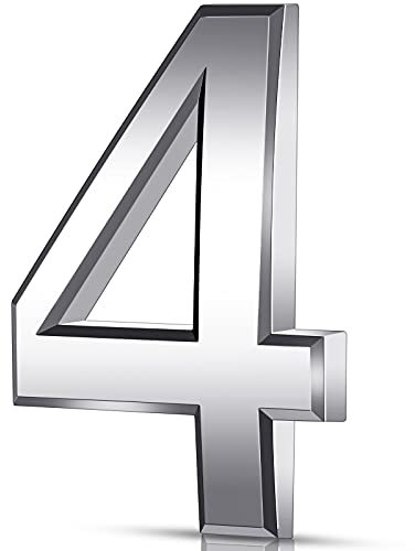 Queekay 3 Inch 3D Mailbox Numbers Self Adhesive House Door Numbers Waterproof Address Door Street Number Stickers for House Mailbox Apartment Hotel Door Room, Silver(4)