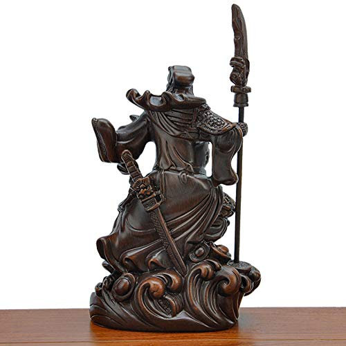 VVW&LIU Nachahmung Holzstatue von Guan Gong,Harztechnologie,Moderne Kunstskulptur,God of War Guan Yu,Home Dekoration Gott des Reichtums Statue,1