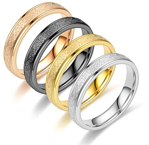 BCughia Verlobungsringe, Ringe Vintage Silber Rostfreier Stahl 4mm Silbernes Perlmutt Design Hochzeit Ringe Damen Größe 65(20.7)