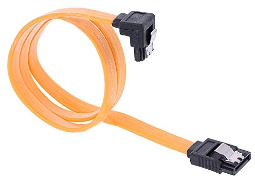 REY Cable SATA III SATA 3 Cable Datos Conexión HDD SSD Codo Conector Acodado 90º Naranja