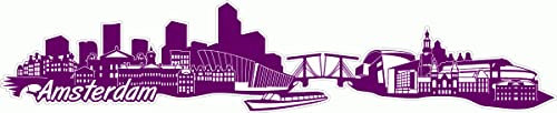 Skyline4u Amsterdam Skyline Aufkleber Sticker Autoaufkleber City Gedruckt - 30x6,1cm violett lila