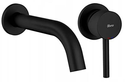 VBChome Waschtischarmatur Schwarz 2-Loch-Wandmontage Unterputz Bad Wasserhahn Waschtischarmatur Einhebel Mischbatterie Waschbecken Badarmatur Modern Elegant Hohe Qualität