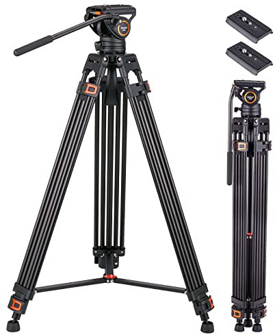 Treppiedi Video, Refoni AF30L Treppiede Video Professionale con Testa Fluida, treppiede per fotocamera in alluminio da 181 cm per le reflex digitali e le videocamere, Con un carico massimo di 6 kg