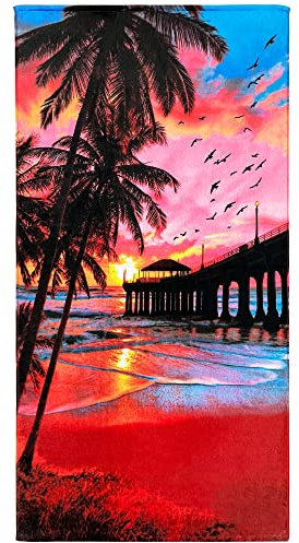 Beachland Sunset Palms Strandtuch, 76,2 x 152,4 cm, 100 % Baumwolle (Sunrise Pier, ein Handtuch)