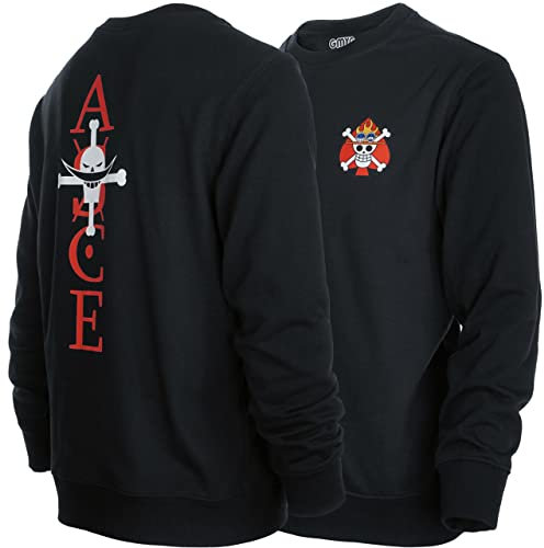 GMYG ONE Ruffy Piece Whitebeard Portgas D Ace Logo Luffy Japanese Anime Graphic Premium Cotton Men's/Women's Sweatshirts/Jumper(Black,L)
