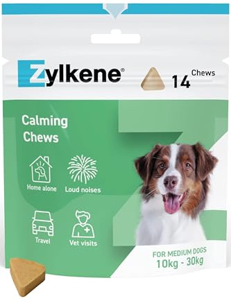 Zylkene Calming Chews for Medium Dogs (10 to 30kg) | Promotes Relaxation | Helps Pets cope with short-term challenging situations | Perfect for on the go, holidays, travelling, fireworks | 14 Chews