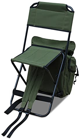 Abode Camping Hiking Travel Rucksack Folding Festival Stool Seat Back Pack Bag Chair w/Back Rest