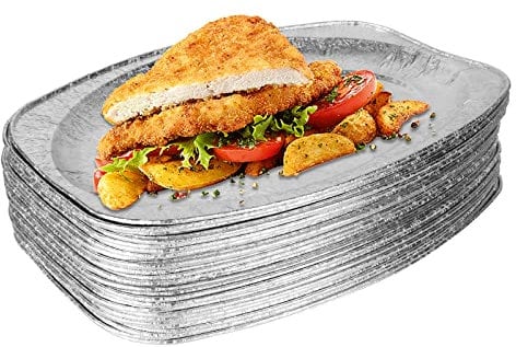 GOYADA 40 Pack Disposable Aluminium Foil Platters for Party Food, 14 Large Foil Trays for Food Serving, Oval Foil Platters Buffet Catering Serving Platters for Parties, Freezer Oven Safe 35x25cm