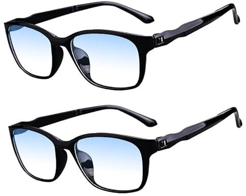 Eyglajdd Blaulichtfilter Lesebrille für Herren Damen Matt Finish,TR90 leicht Lesehilfe Brille mit Federscharnieren 2er-Pack Schwarz +4,0
