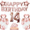 Luftballon 14. Geburtstag Deko Mädchen Roségold, Rosegold Folienballon 14 Jahre Geburtstag, Deko 14 Geburtstag Mädchen, Happy Birthday Banner, Tortendeko für Ballon 14 Geburtstagdeko Mädchen