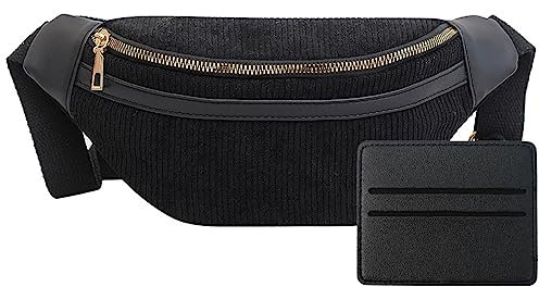 Cord Bauchtasche Schwarz,Gürteltasche Festival Hüfttaschen Fanny Pack Mit Reißverschluss Outdoor Sport Reise Laufen Schule Fahrrad Fanny Pack Für Damen Jungen Teenager Sportlich