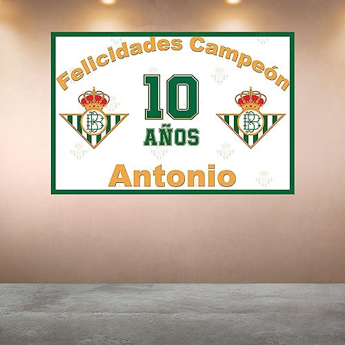 Cartel pancarta Decoración Cumpleaños personalizado Real Betis H fondo mesa en Español