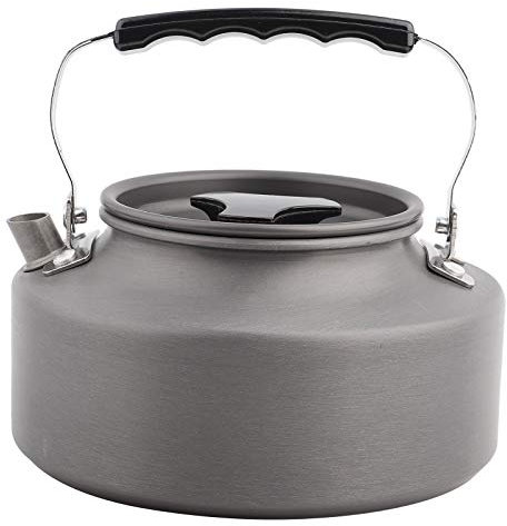 HOHXFYP Tetera de Aluminio,Tetera de CAF¨¦ con Dise?o de Ca?o Corto de 1,1 L,Elegante con Asa Plegable,Tetera para Camping,Senderismo,Cocina(6.7in-Negro)