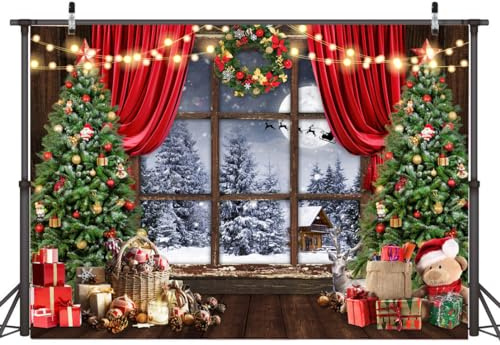 AIIKES 7x5FT Fondo Navideño para Ventana y Fotografía Invierno, Fiesta Familiar, Feliz Navidad, Decorado 12-636