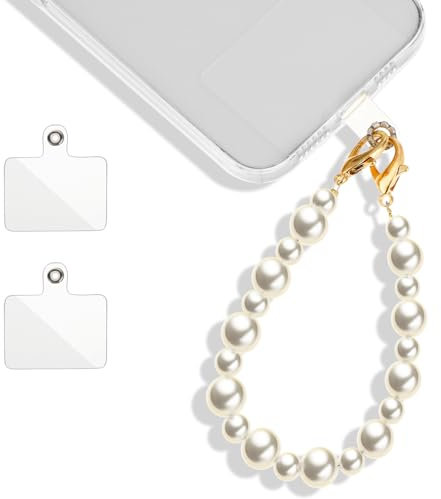 Giantree Cell Phone Lanyard with Pearl Chain & 2Pcs Charms Wrist Strap - Fit for Most Phones & Cases (Color 2)