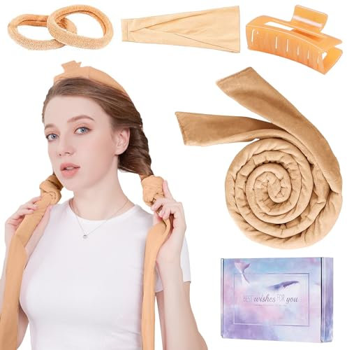 Locken Ohne Hitze, Neu Heatless Curls, Lockenwickler Locken Ohne Hitze über Nacht Set Haarband Wave Formers für Langes Mittleres Haar (Baun)