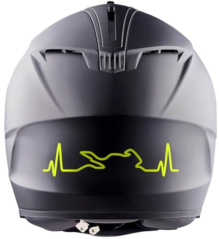 Finest Folia Aufkleber Herzschlag Bike 2 Stück je 12,2x3cm Sticker für Motorrad Auto Motorradhelm Motorradaufkleber Kfz Zubehör selbstklebend K158 (Neon Gelb)