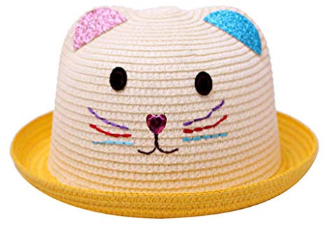 vejtmcc Hut hat Kinder Kinder Hut Junge Strohhut Hut atmungsaktiv Sommer Comic Baby Mädchen Kinderhut Damen Gelb (Yellow, One Size)