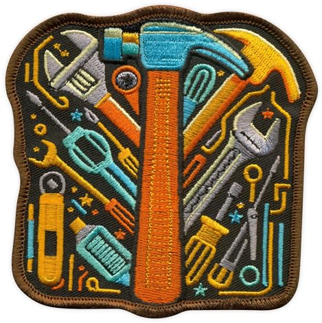 Patchion Handyman – Aufnäher, Mittel, Multicolored, Embroidered, Handiwork Theme, 1 Stück, Tropfenform, Sew-on, Emblem