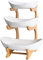 YYW Frutero de cerámica de 3 niveles, cesta de frutas de porcelana, soporte de almacenamiento de frutas con almacenamiento de verduras de madera de bambú para encimera de cocina, soporte de frutas de