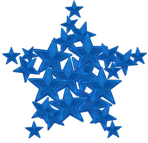 CXWLJL 24PCS Star Iron on Patches Star Embroidered Patches for DIY Crafts Backpacks Bags Hats Coats Clothes Decoration - Blue